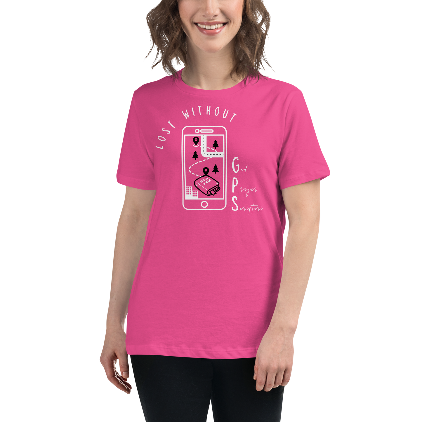 Women's Relaxed GPS (God Prayer Scripture) T-Shirt | Christian Clothing | Faith-Based Apparel