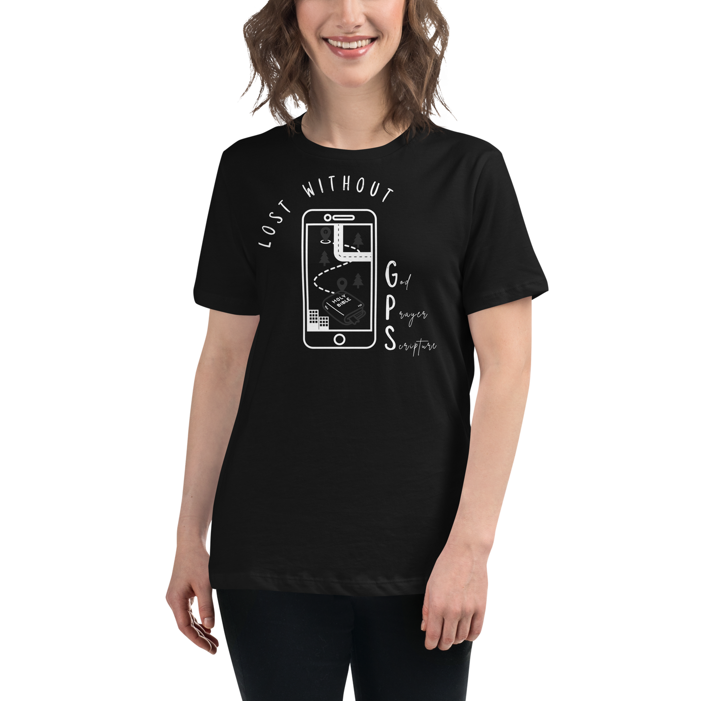 Women's Relaxed GPS (God Prayer Scripture) T-Shirt | Christian Clothing | Faith-Based Apparel