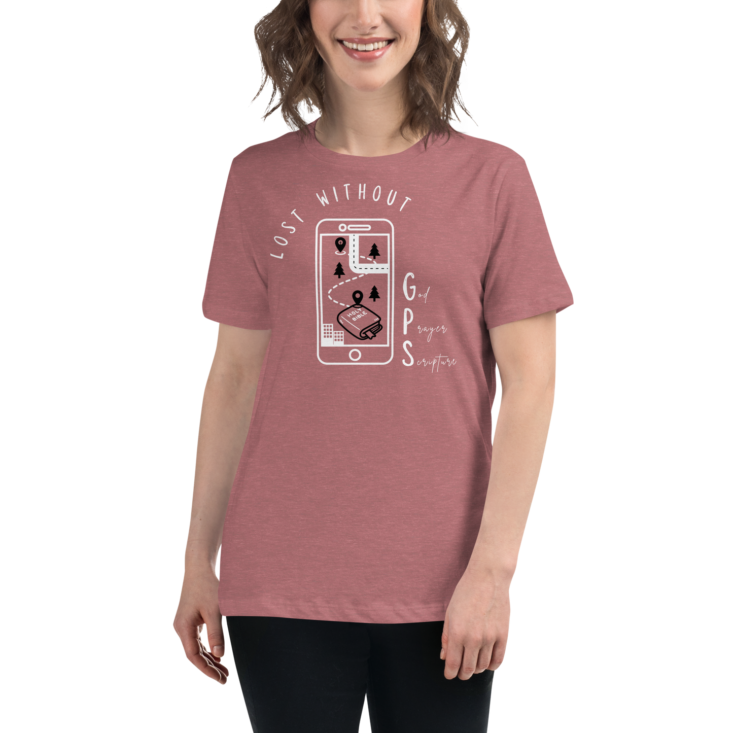 Women's Relaxed GPS (God Prayer Scripture) T-Shirt | Christian Clothing | Faith-Based Apparel