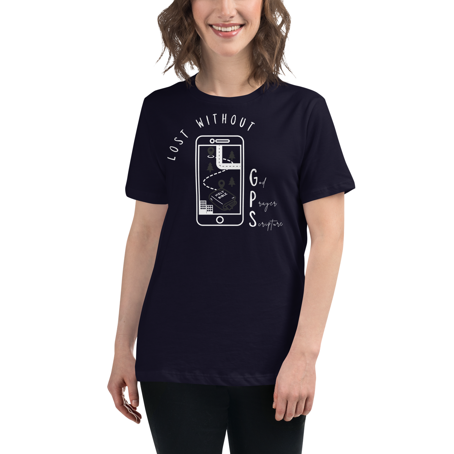 Women's Relaxed GPS (God Prayer Scripture) T-Shirt | Christian Clothing | Faith-Based Apparel