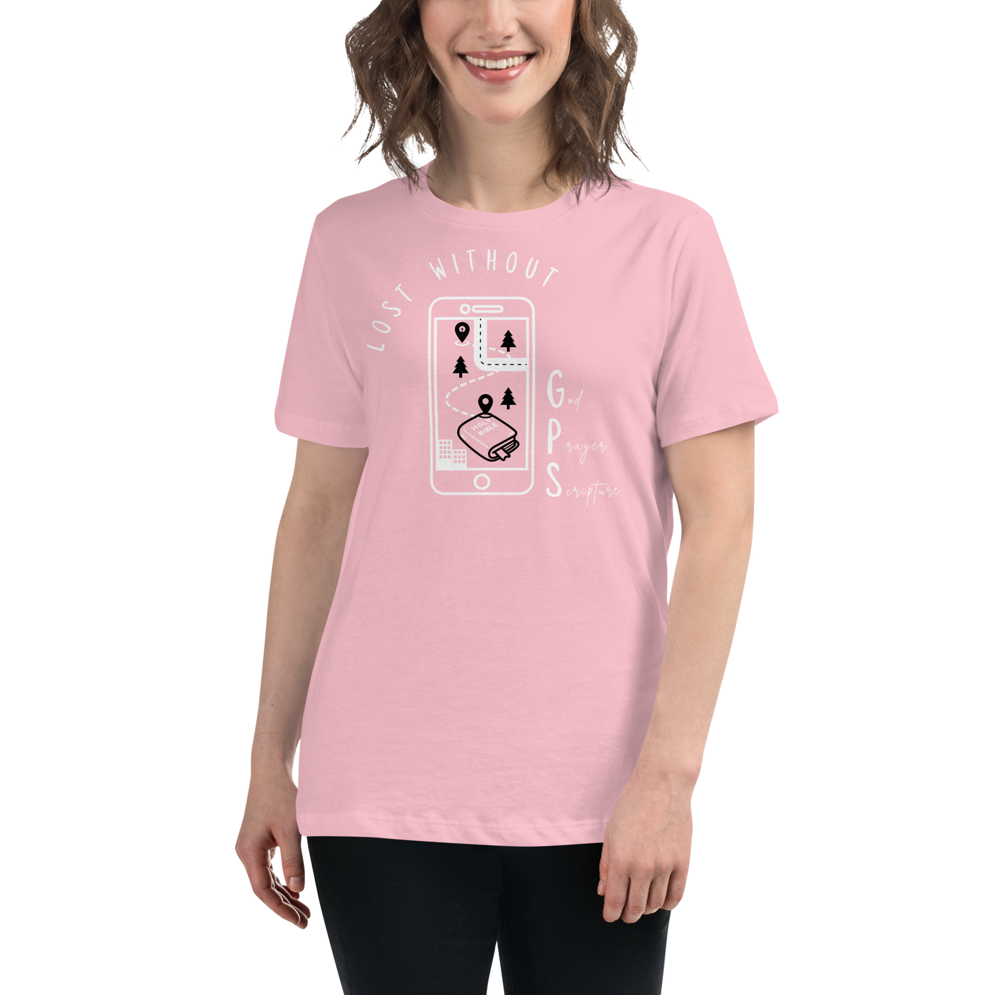 Women's Relaxed GPS (God Prayer Scripture) T-Shirt | Christian Clothing | Faith-Based Apparel