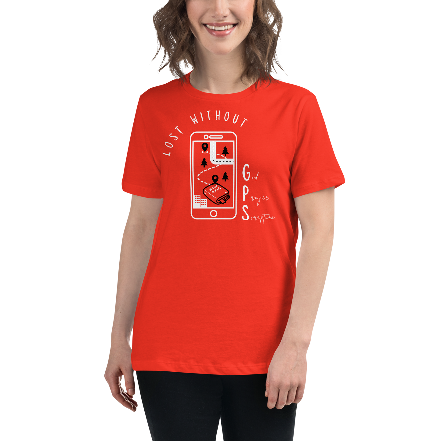 Women's Relaxed GPS (God Prayer Scripture) T-Shirt | Christian Clothing | Faith-Based Apparel