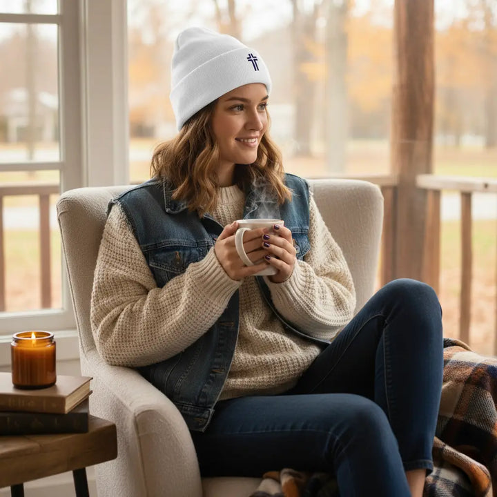 The Embroidered Cross Beanie | Apostles Unlimited