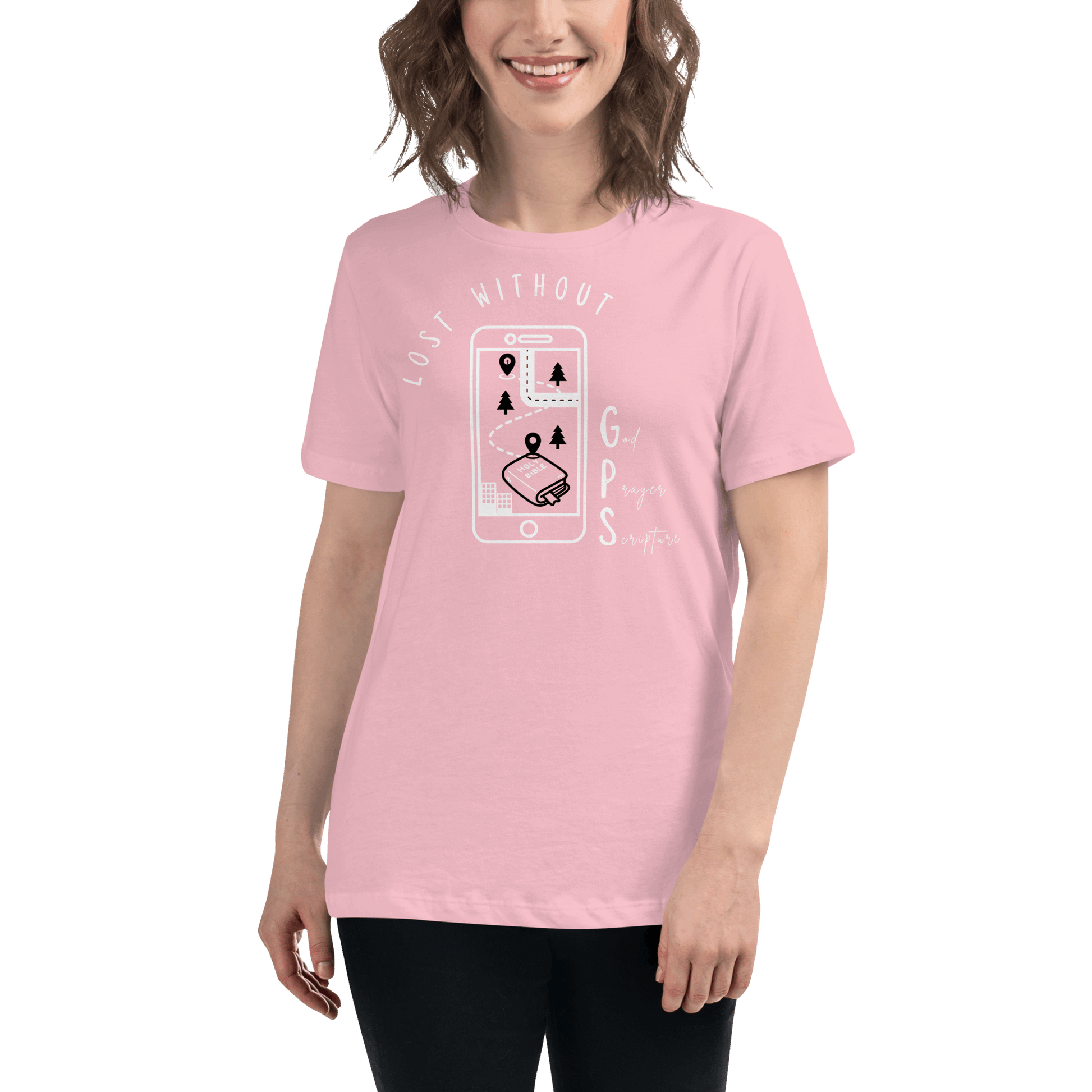 Women's Relaxed GPS (God Prayer Scripture) T-Shirt | Christian Clothing | Faith-Based Apparel